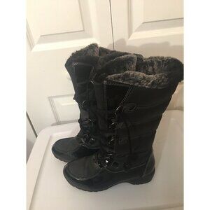 SPORTO BLAKE Womens 7M Tall‎ Insulated Duck Boots Black Rubber Faux Fur